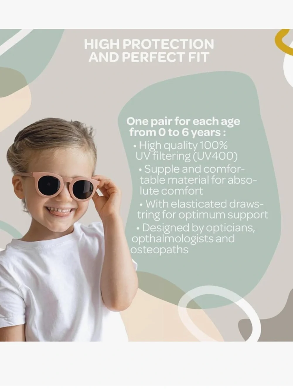 BEABA Joy Baby Sunglasses 9-24mo Category3 Lenses 100% of UV Rays Sunglasses